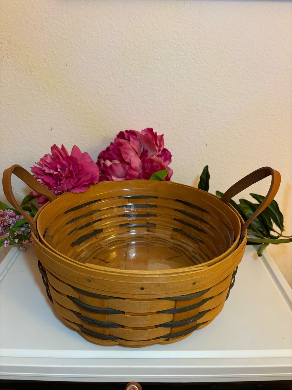 Vintage 1996 Longaberger Large Darning Basket, Heartland Collection & Protector